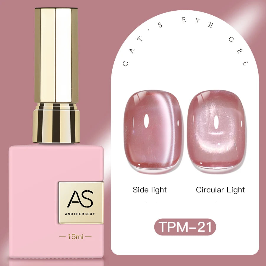 15ml Peachy Whimsy Pink Cat Eye Gel Nail Polish Glitter