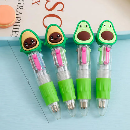 1-30Pcs Cute Cartoon Solid Color Four-Color Pen