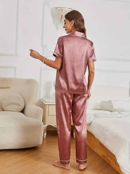 Heart Satin Short Sleeve Pyjama Set