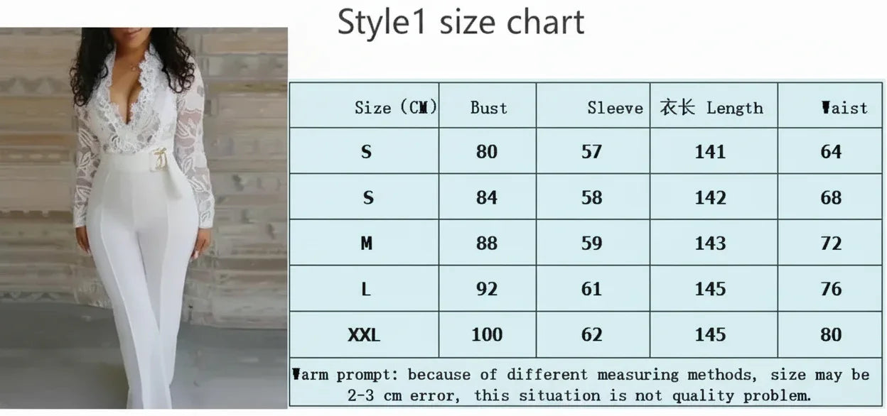 White Overalls Elegant Lace Long High Waist