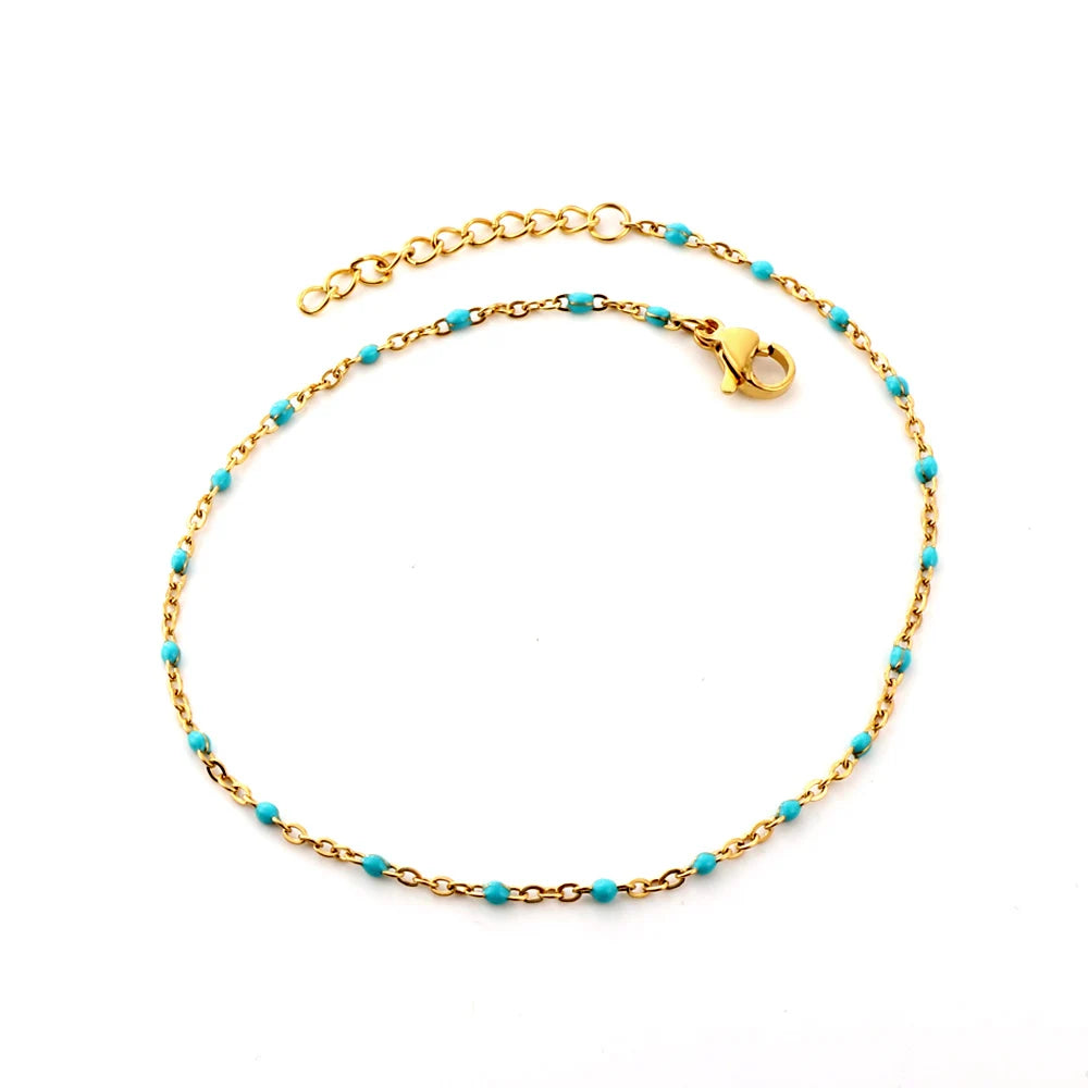 Bohemian Blue Green Yellow Beads Anklet Chains