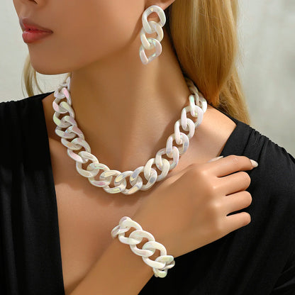 Exaggerated Necklace bracelet earrings set