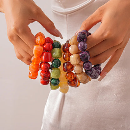 Acrylic Irregular Square Round Beaded Bracelet