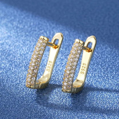 925 Silver Needle Princess Crystal Square Zircon Drop Earrings