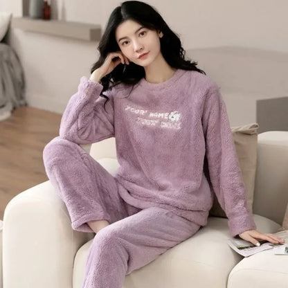 Warm Long Sleeve Cartoon Loungewear Pajama Sets