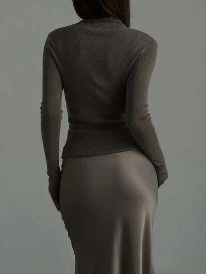 Faldas largas informales de satén de talle alto