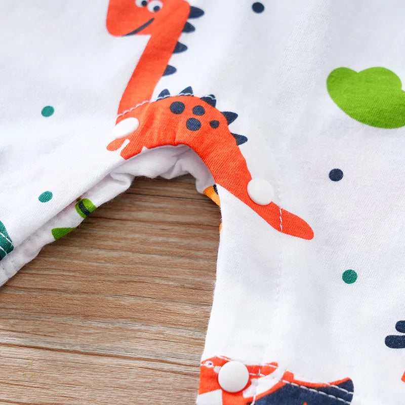 Newborn Cute Cartoon Dinosaur Full Cotton Baby Jumpsuit
