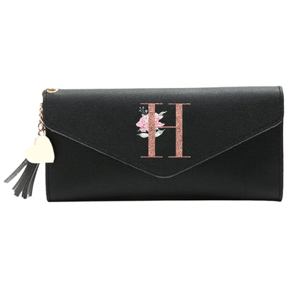 Black Small Leather Coin Rose Gold Wallet