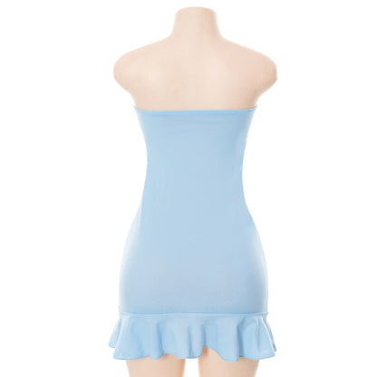 Soft  Tender Slight Blue Strapless Mini Dress
