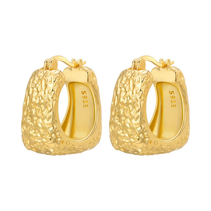 S925 Sterling Silver 18k Gold Square Hoop Earrings