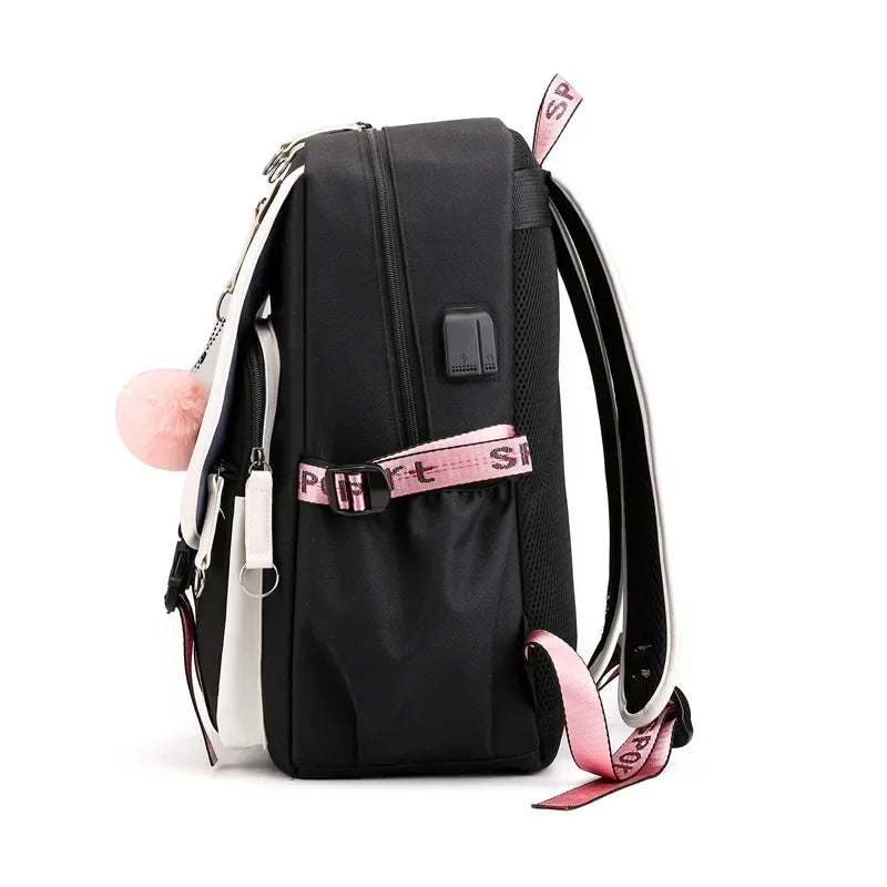Large USB Port Canvas Schoolbag