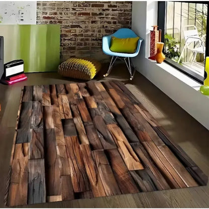 Black Wood Grain Printed Area Pad Soft Floor Pad