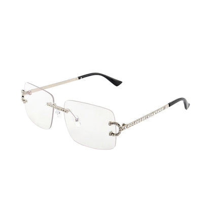Rimless Square Vintage Diamond Sunglasses