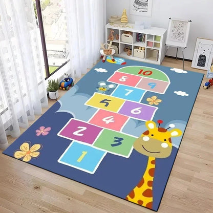 Interactive Hopscotch Play Mat Cartoon-Inspired Carpet