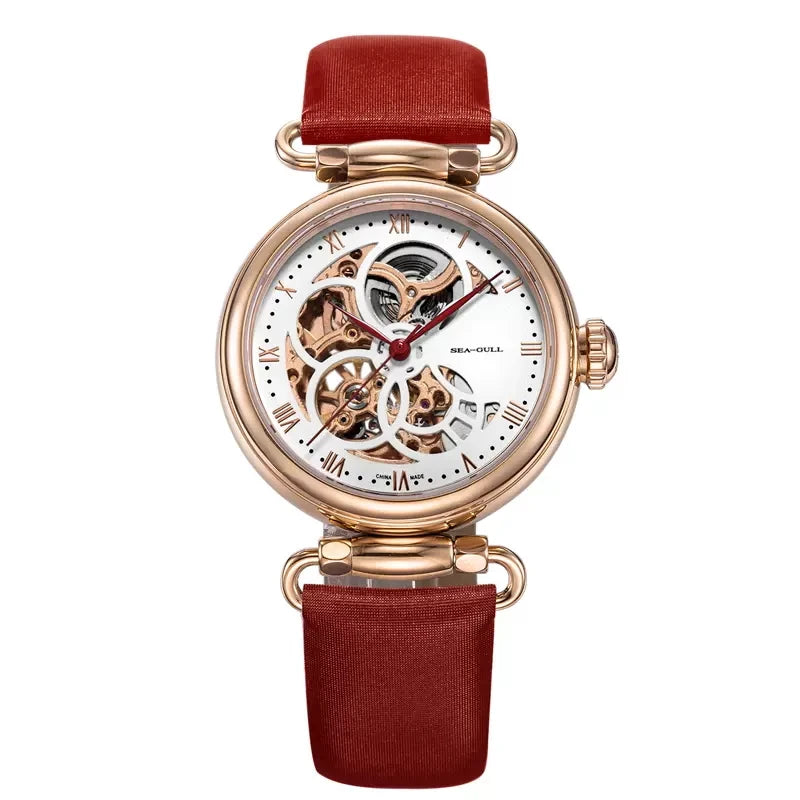 Leather Strap Waterproof Skeleton Automatic Mechanical Watch Necklace Set 6002L Series