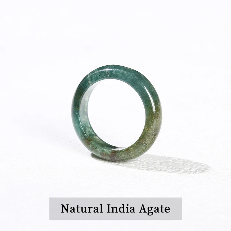 1 Pc Natural Stone Jade Crystal Agate Obsidian Fengshui Lucky Rings