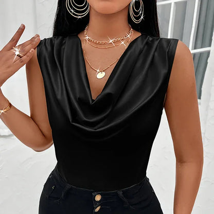 Silk-Like Satin Sexy Top Shirts