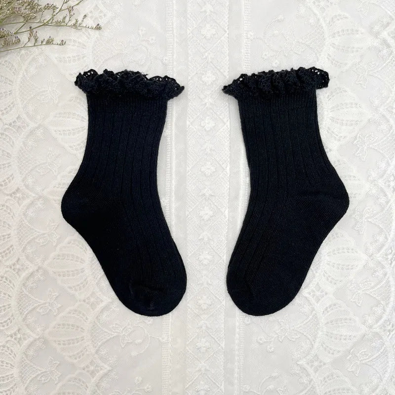 Ruffle Knee High Socks Baby Girls Toddlers Long Soft Cotton Sock 0-8Years
