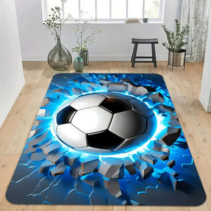 3D Ball Soccer Carpet Living Room Floor Mat Non Slip Kids Play Area Rug