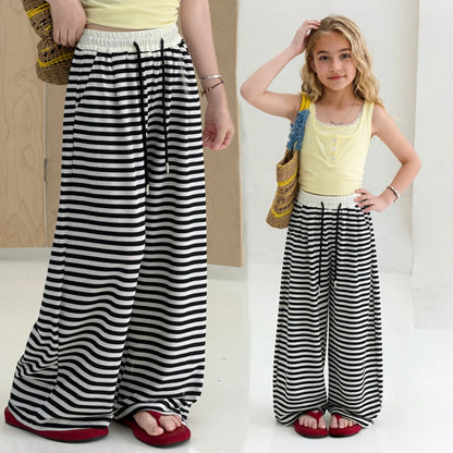 Girls casual striped wide-leg pants