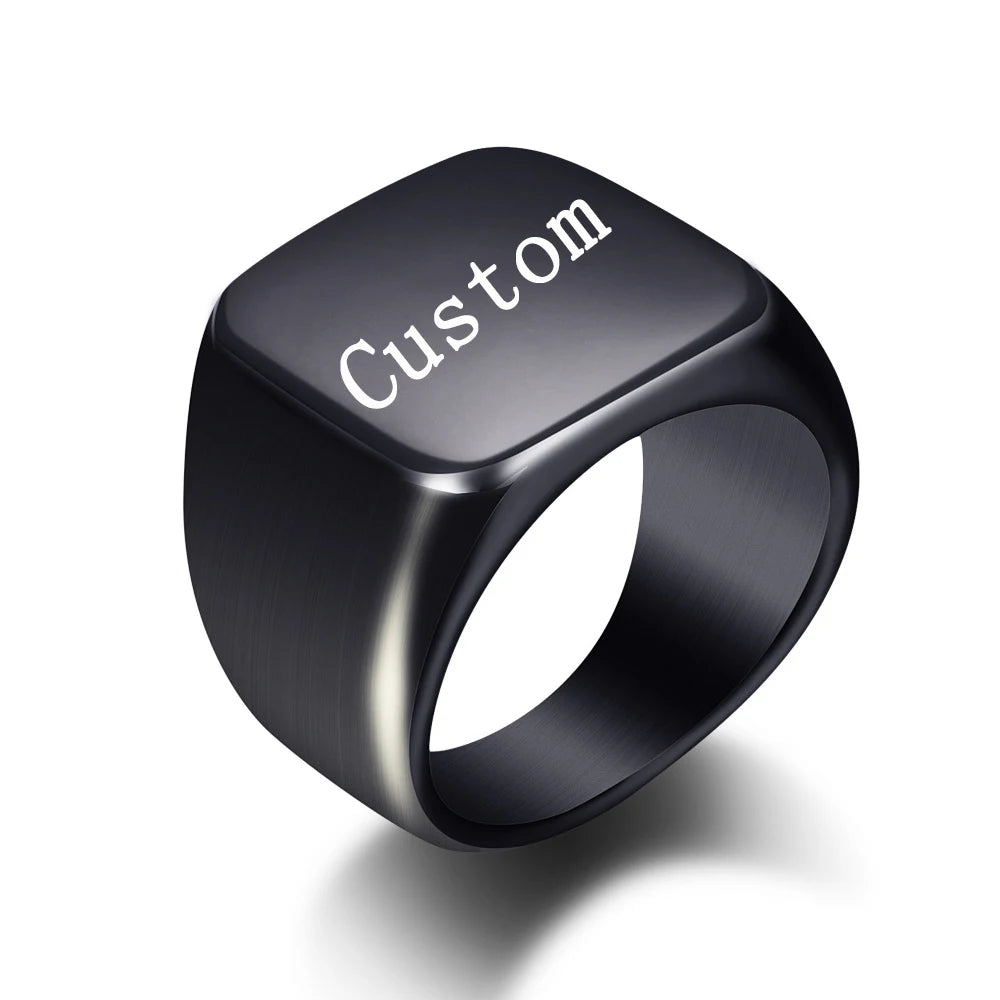 Customized Letter Pattern Logo Stainless Steel Rings