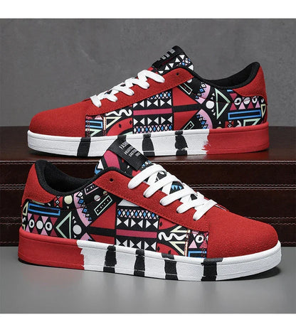 Running Canvas Geometric Style Sneakers