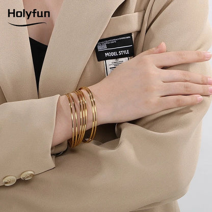 18K Gold Plated Stainless Steel Bangle Bracelet