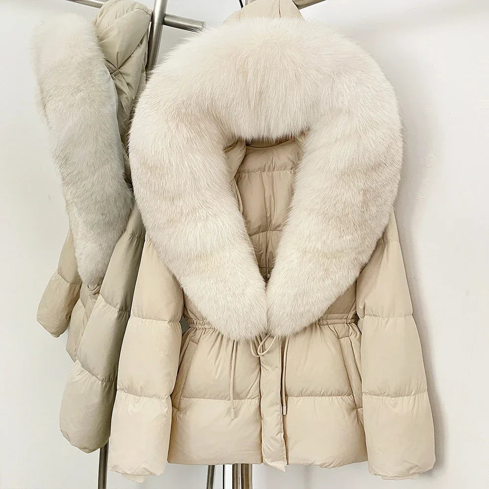 Real Fox Fur Puffer Jacket Coat