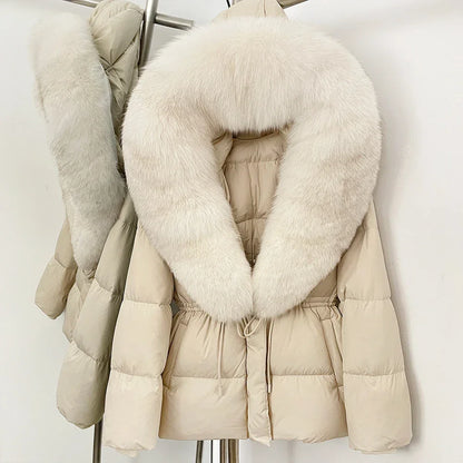 Real Fox Fur Puffer Jacket Coat