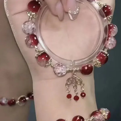 Fairy Butterfly Green Bead Tassels Chain Bracelet