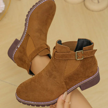 High Quality Belt Buckle Plus Size Modern Round Toe Naked Boots