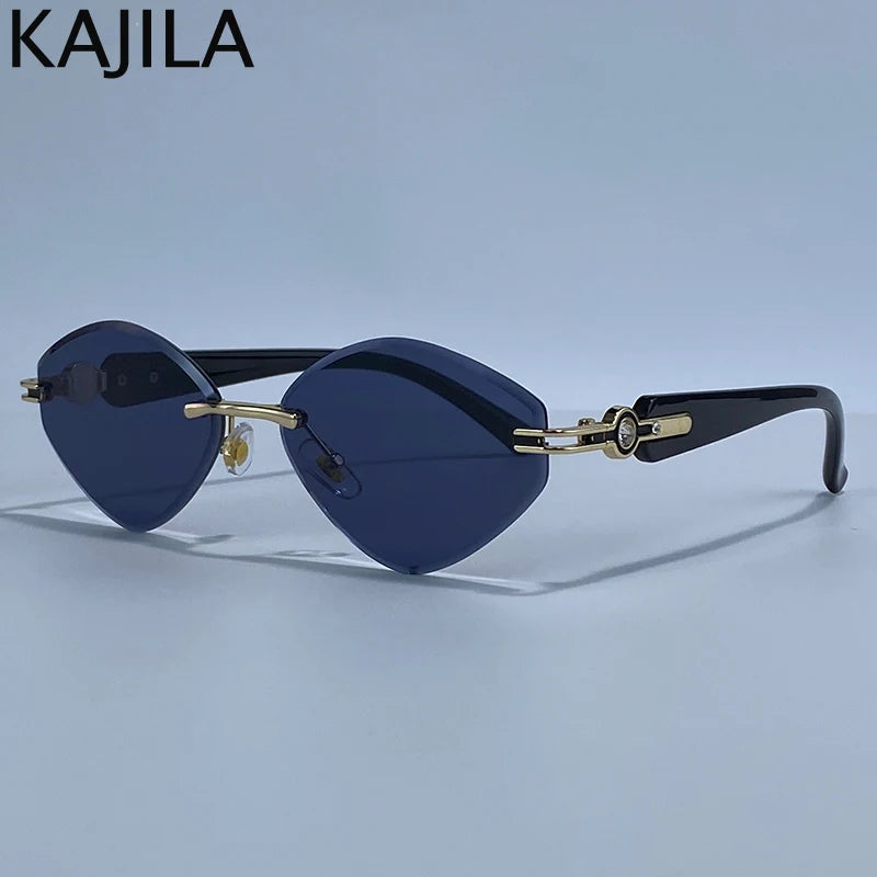 Small Frame Hexagon Rimless Sunglasses