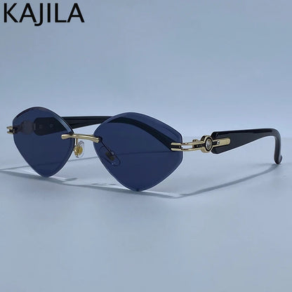 Small Frame Hexagon Rimless Sunglasses