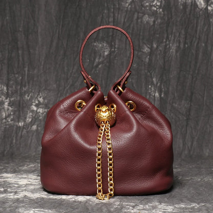 Genuine Leather Chain Crossbody Bag