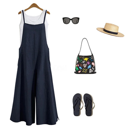 Straps Jumpsuit Summer Wide Leg Pants