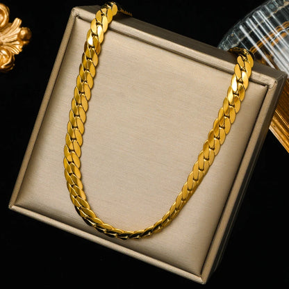316L Stainless Steel Metal Chain 18K Gold Plated Neck Chain Waterproof Necklace