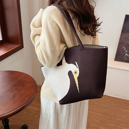 Bird Design Knitted Shoulder Bags