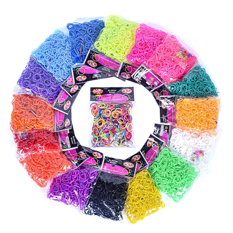 600pcs/lot Colorful Loom Rubber Wristbands Making Kit