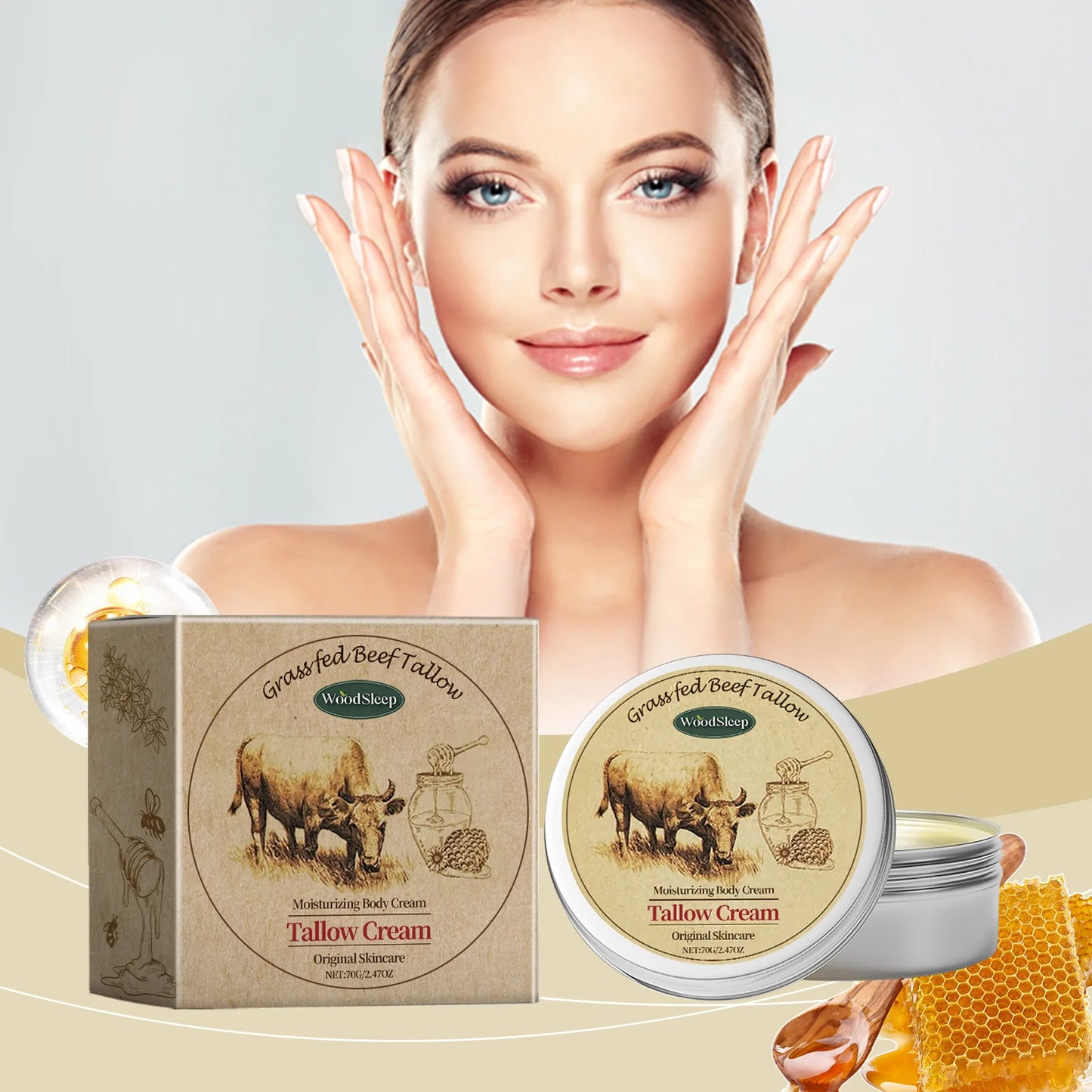 Crema facial hidratante de sebo de res