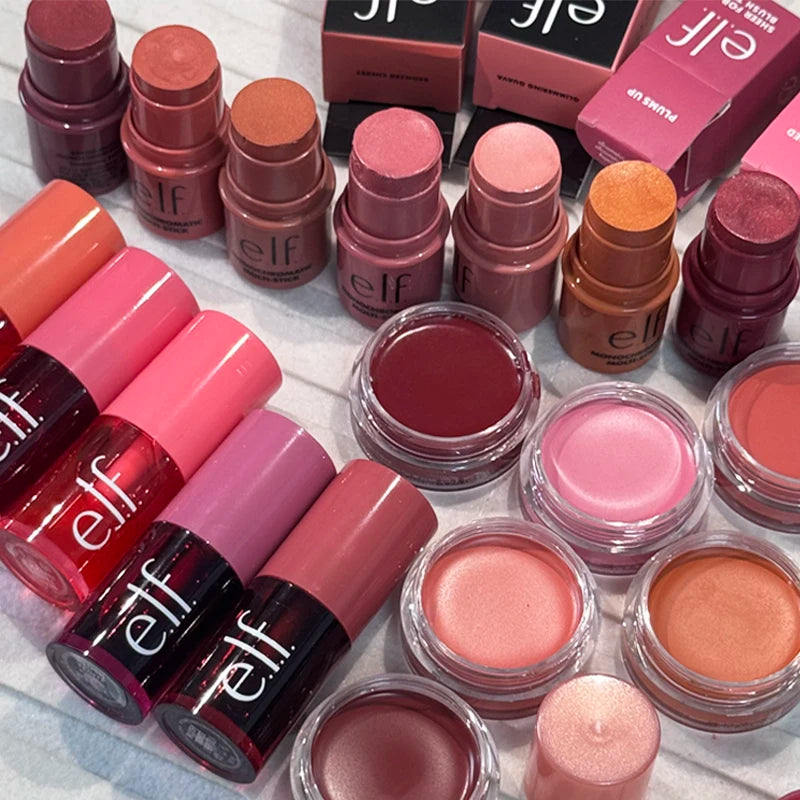 Elf Powder Blusher Series Lip Gloss Cream Blush Lips&Cheeks Dual-use Sheer for It Blush Tint Monochromatic Multi-Stick Makeup