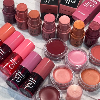 Elf Powder Blusher Series Lip Gloss Cream Blush Lips&Cheeks Dual-use Sheer for It Blush Tint Monochromatic Multi-Stick Makeup