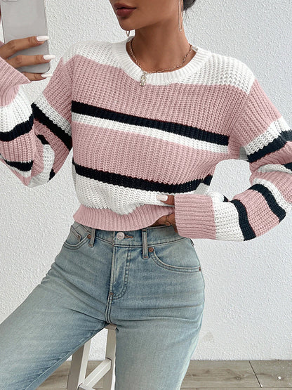 Loose drop shoulder round neck sweater
