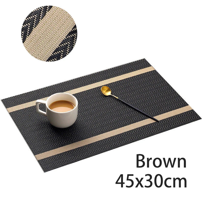 Striped PVC Table Mat Woven Waterproof
