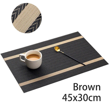 Striped PVC Table Mat Woven Waterproof