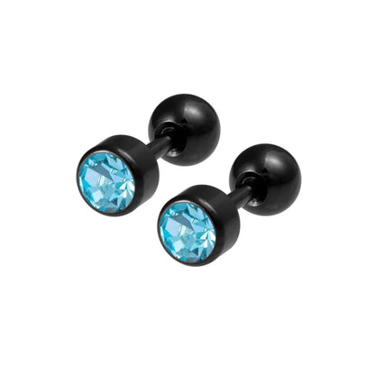 2Pcs Surgical Steel Crystal Screw Ball Stud Earrings