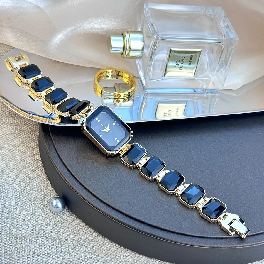 Rhinestone chain rectangular color case rhinesto watch