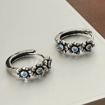 925 Sterling Silver Frosting Hoop Crossing Line Hollow Out Earrings