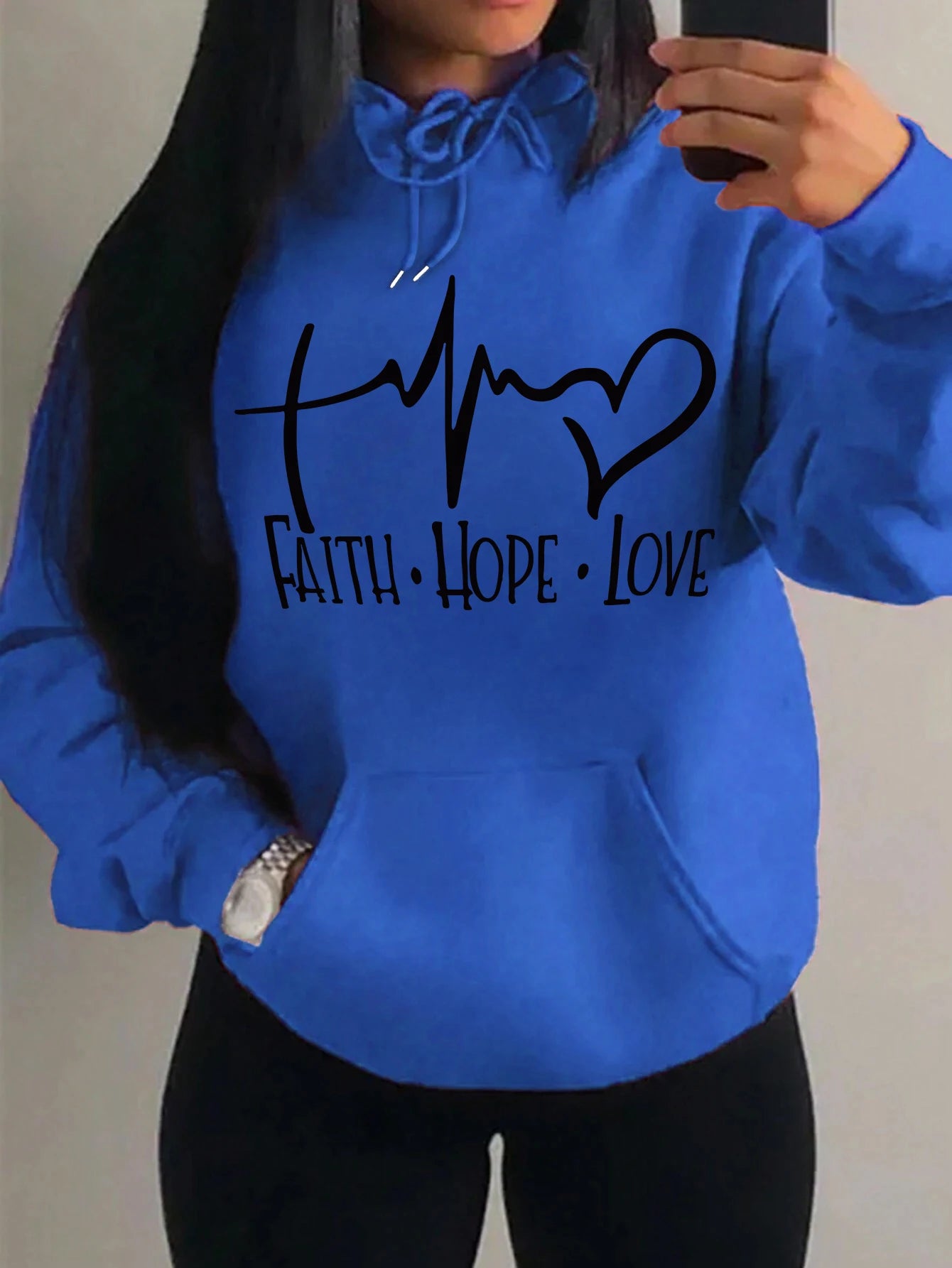 Faith Hope Love Letter Graphic Fleece Pullover