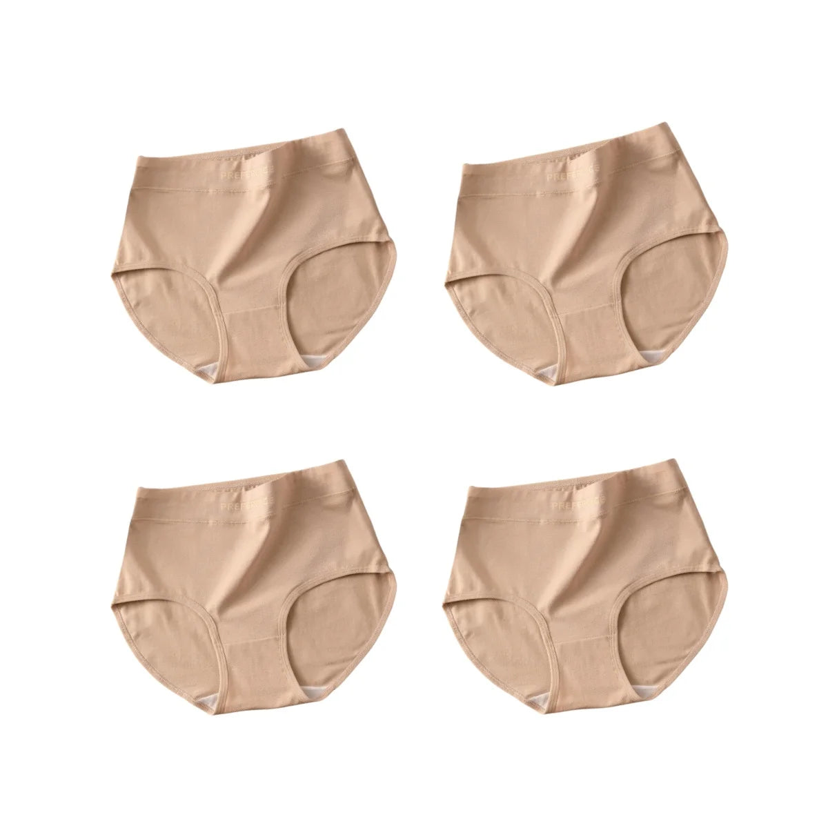 4Pcs/Set High-Waist Cotton Plus Size Lingerie