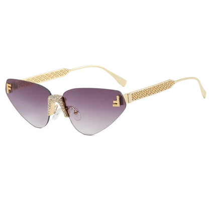 Sexy rimless retro punk metal sunglasses